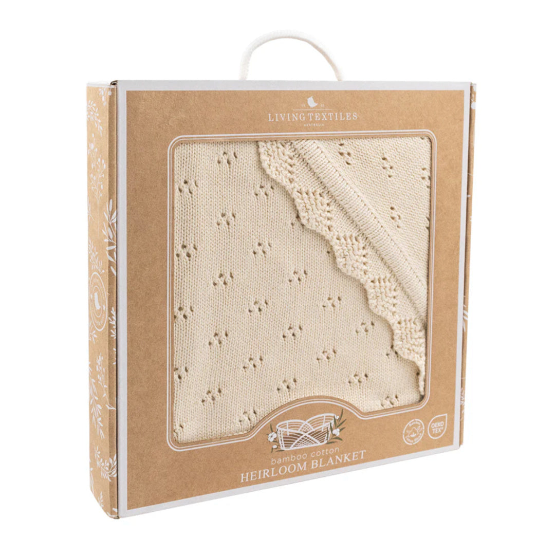 LIVING TEXTILES BAMBOO HEIRLOOM BLANKET - SAND