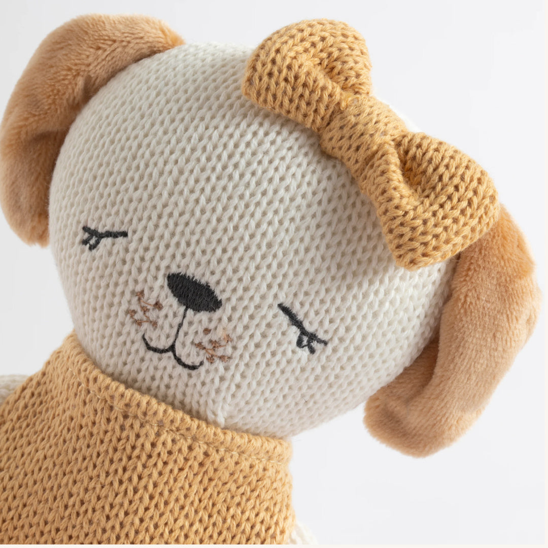 LIVING TEXTILES KNITTED ANIMAL TOY- PAULA THE PUPPY