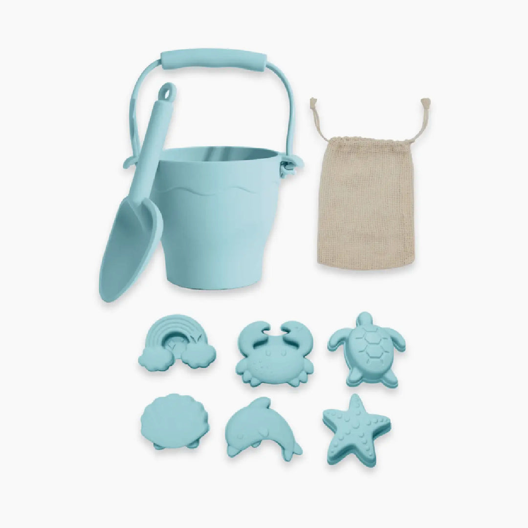 LIVING TEXTILES SILICONE BUCKET SET 8PC - LIGHT BLUE