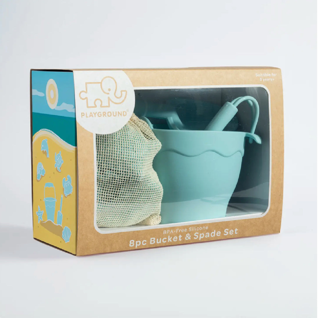 LIVING TEXTILES SILICONE BUCKET SET 8PC - LIGHT BLUE