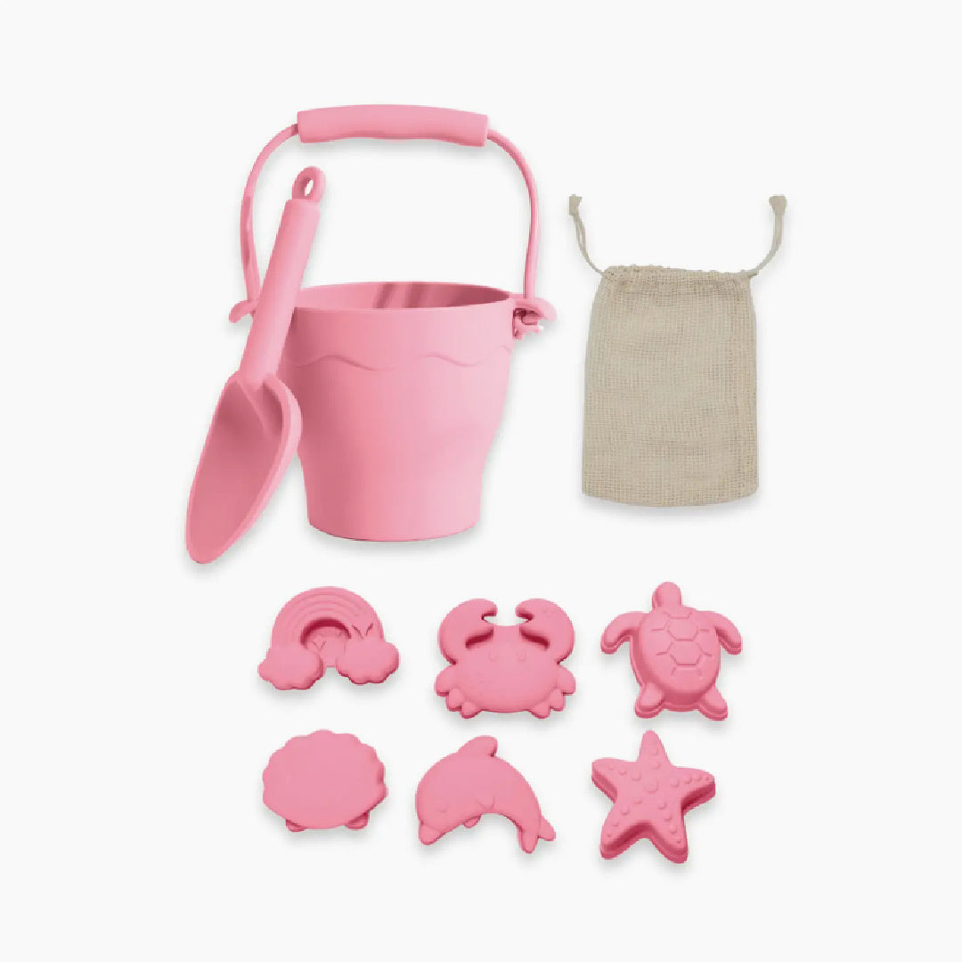 LIVING TEXTILES SILICONE BUCKET SET 8PC - LIGHT PINK