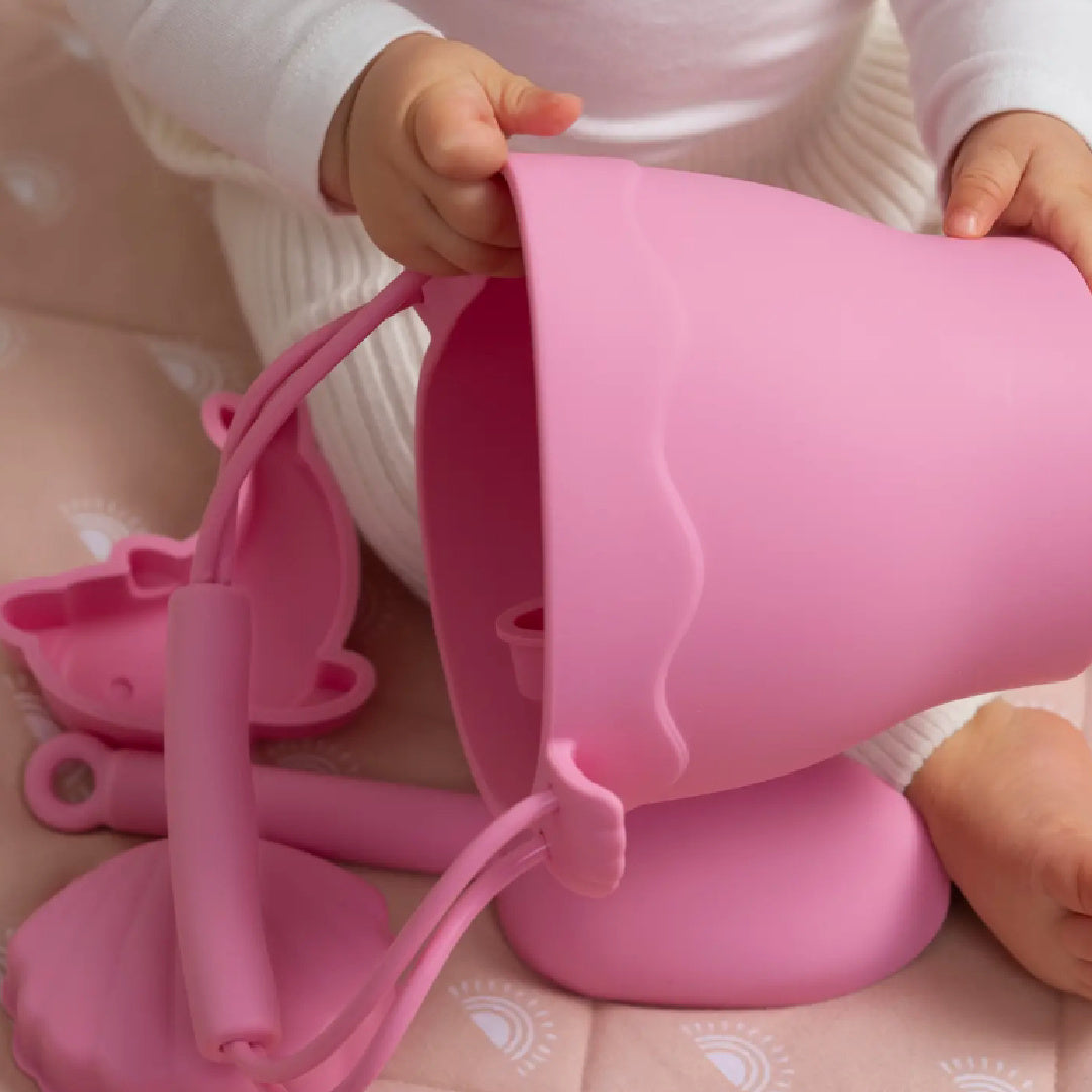 LIVING TEXTILES SILICONE BUCKET SET 8PC - LIGHT PINK