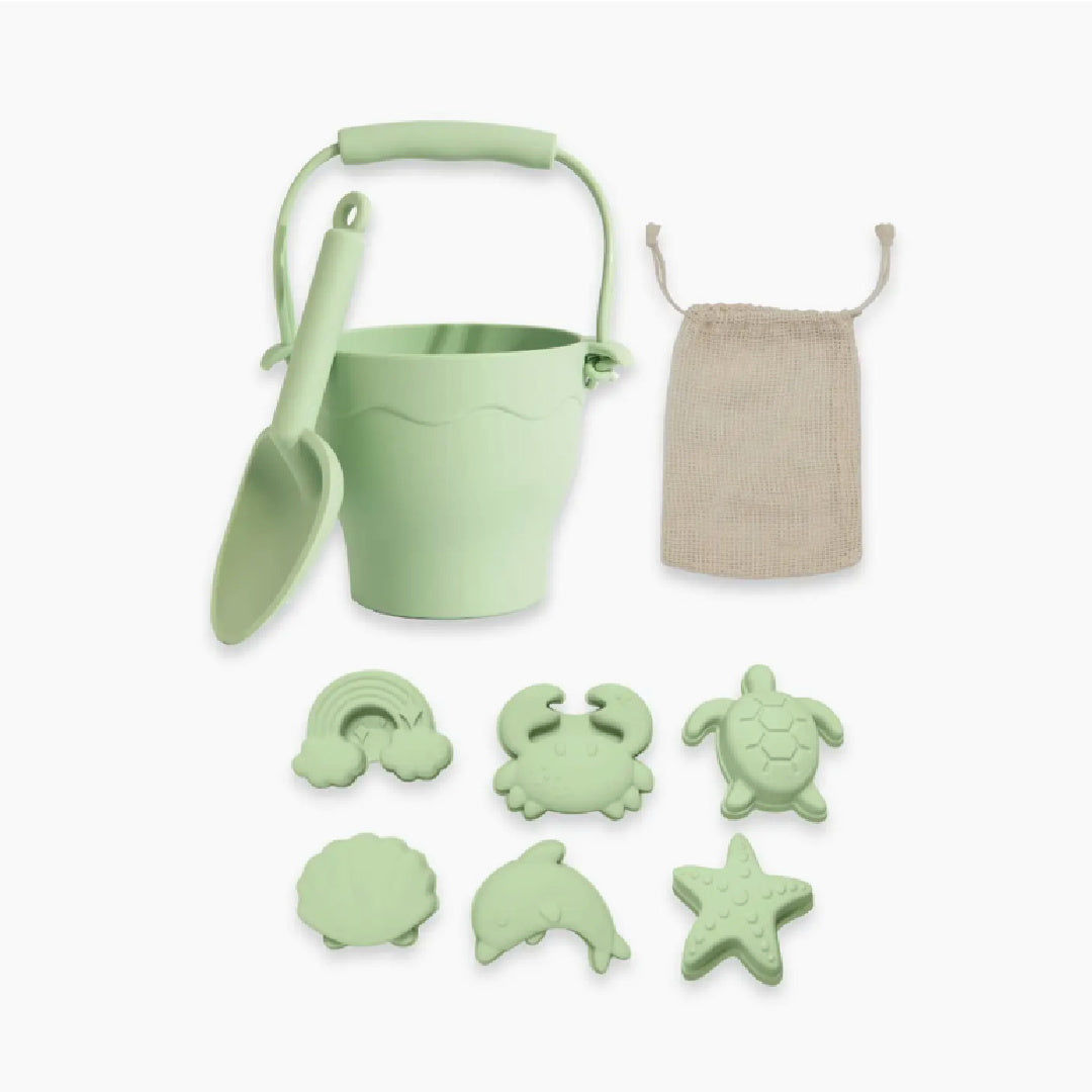 LIVING TEXTILES SILICONE BUCKET SET 8PC - LIGHT SAGE