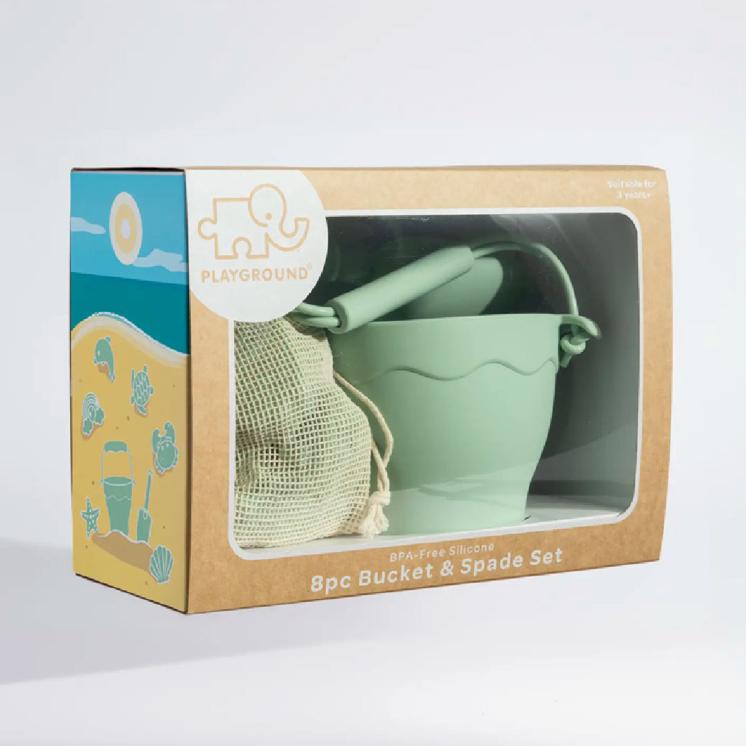 LIVING TEXTILES SILICONE BUCKET SET 8PC - LIGHT SAGE