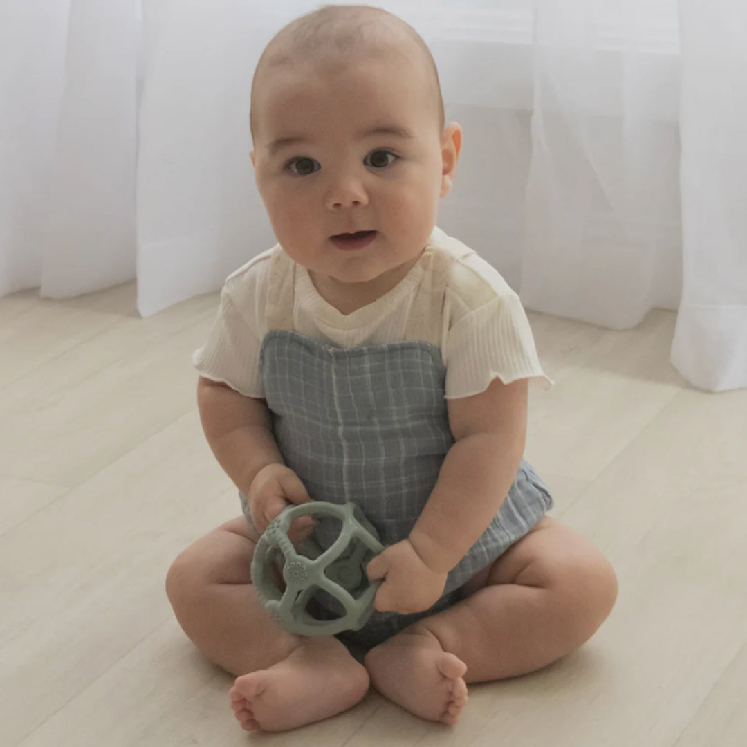 LIVING TEXTILES SILICONE TEETHING BALL - SAGE