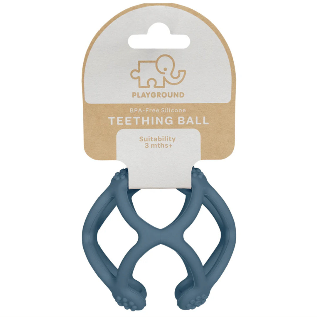 LIVING TEXTILES SILICONE TEETHING BALL - STEEL BLUE