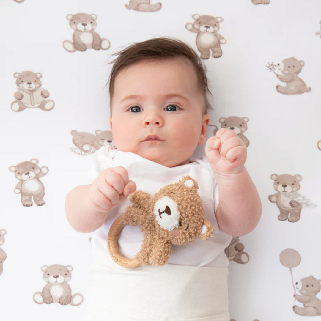 LIVING TEXTILES TEETHING RING &amp; DUMMY CHAIN GIFT SET - CUDDLY BEARS