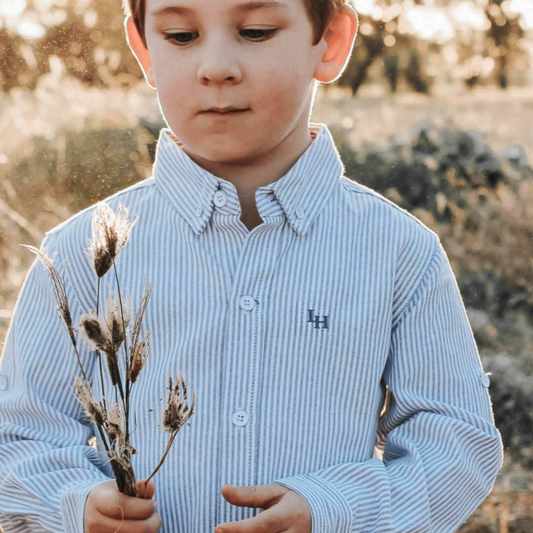 LOVE HENRY BOYS DRESS SHIRT - NAVY PINSTRIPE