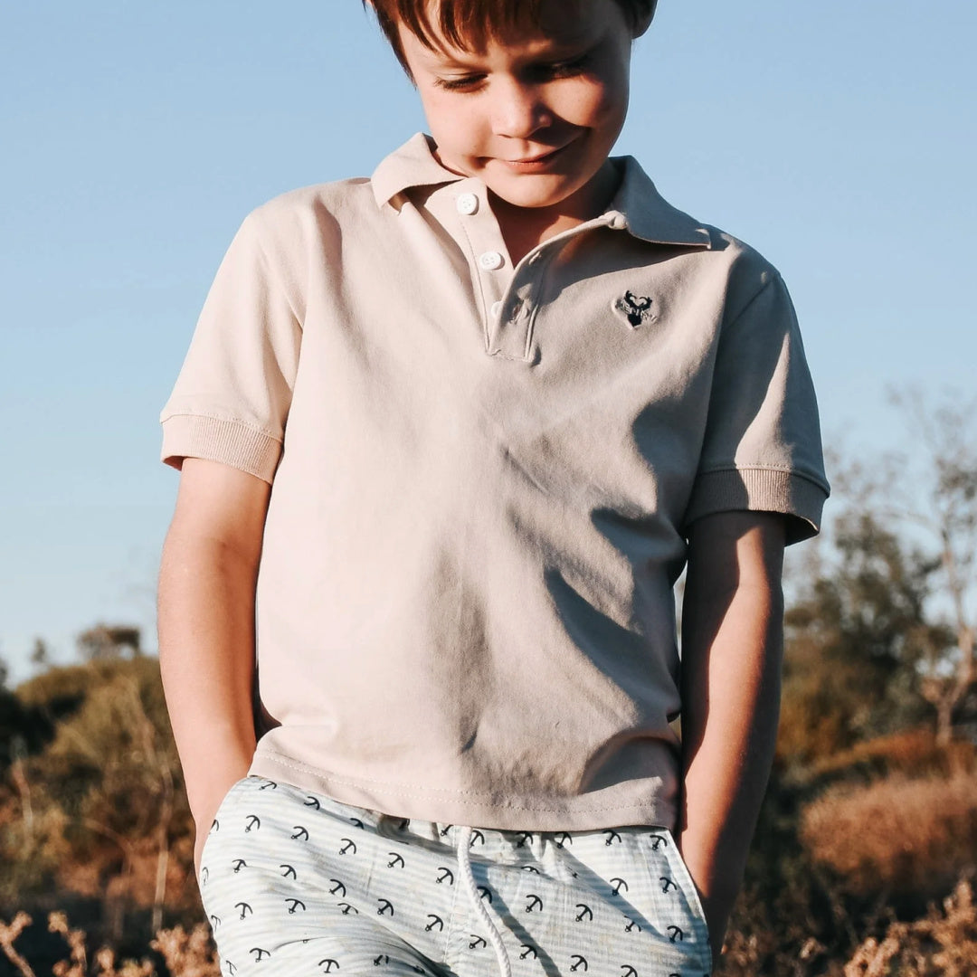 LOVE HENRY BOYS POLO SHIRT - DUSTY BEIGE