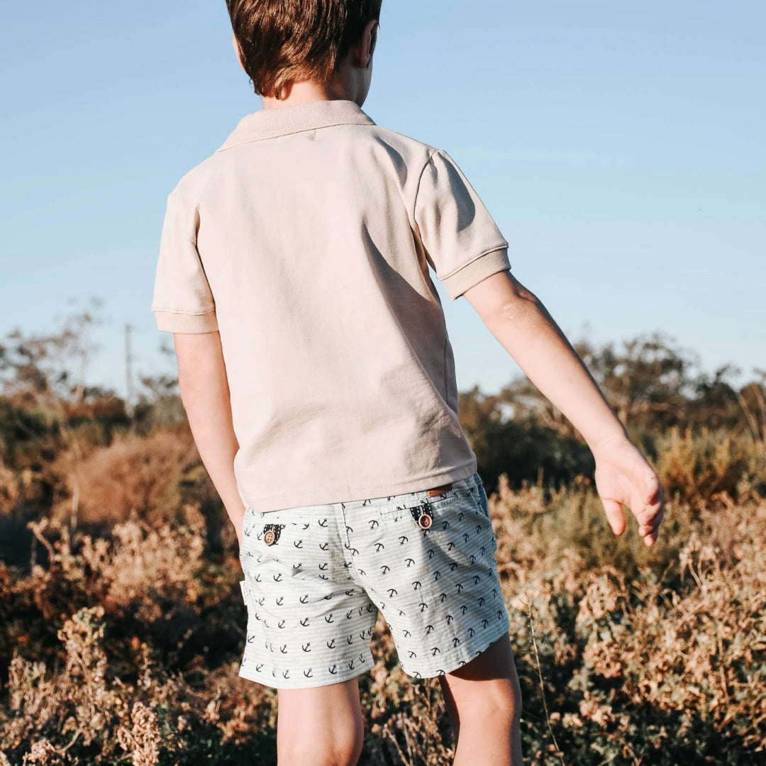 LOVE HENRY BOYS POLO SHIRT - DUSTY BEIGE
