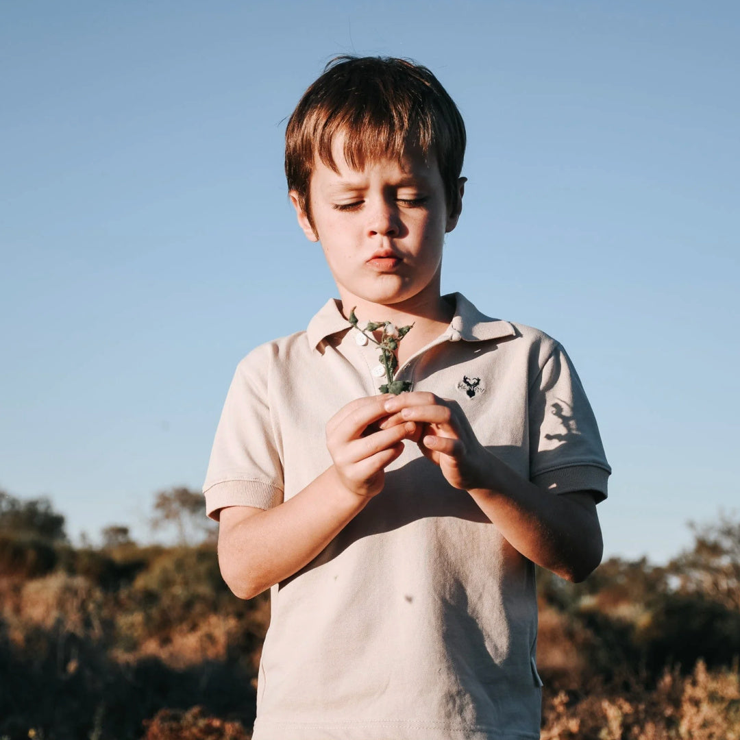LOVE HENRY BOYS POLO SHIRT - DUSTY BEIGE