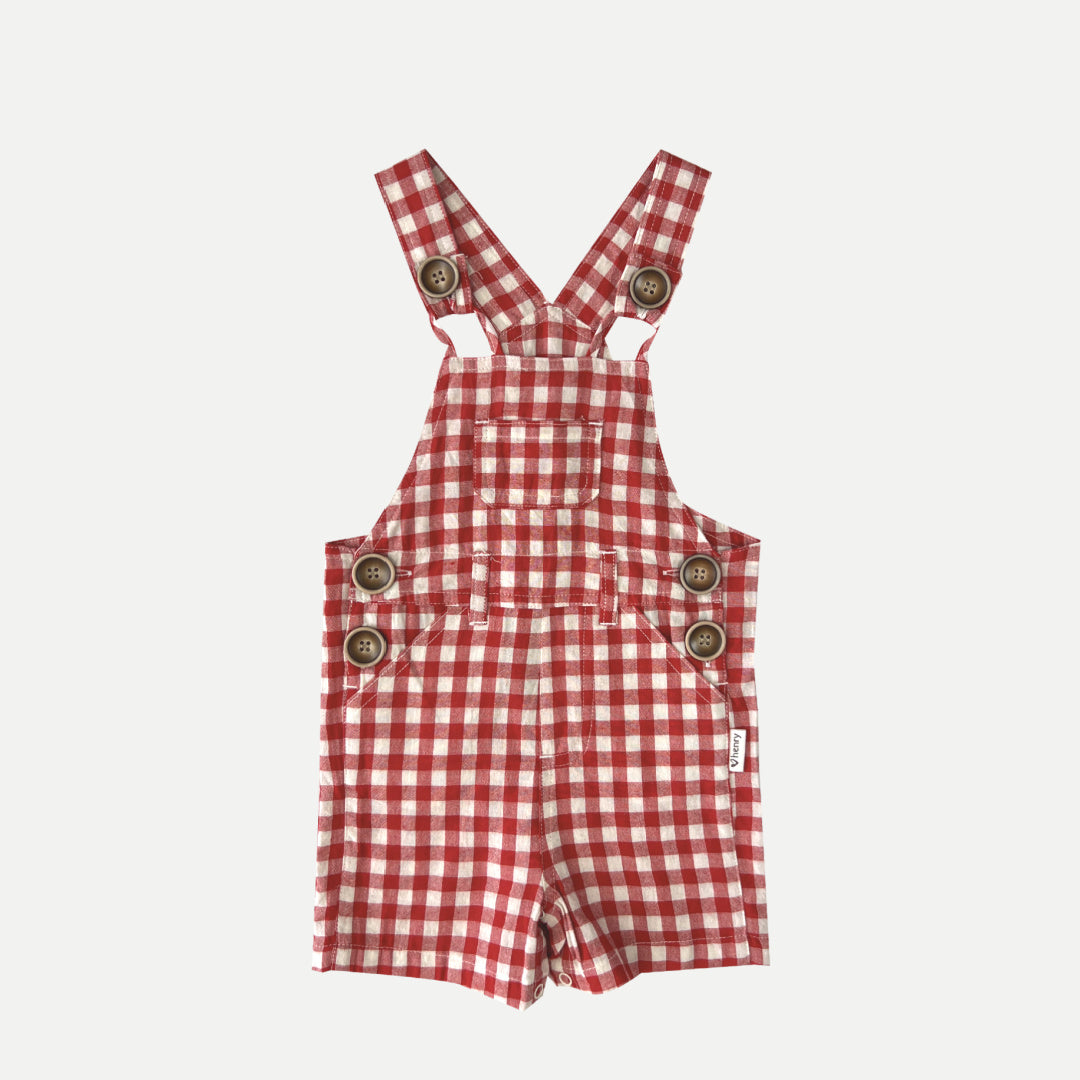 LOVE HENRY BABY BOYS CHECK DUNGAREE - RED