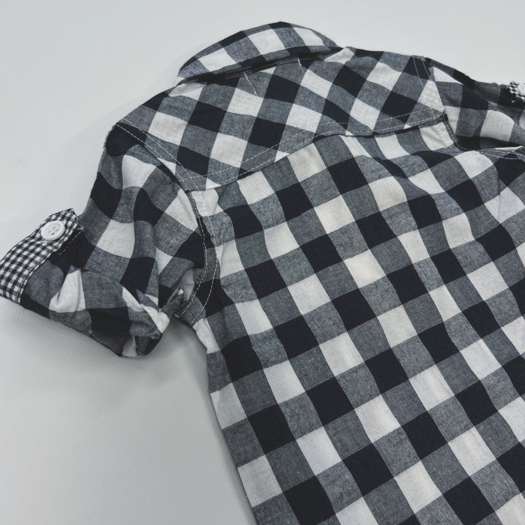 LOVE HENRY BABY BOYS DRESS SHIRT ROMPER - LARGE NAVY CHECK