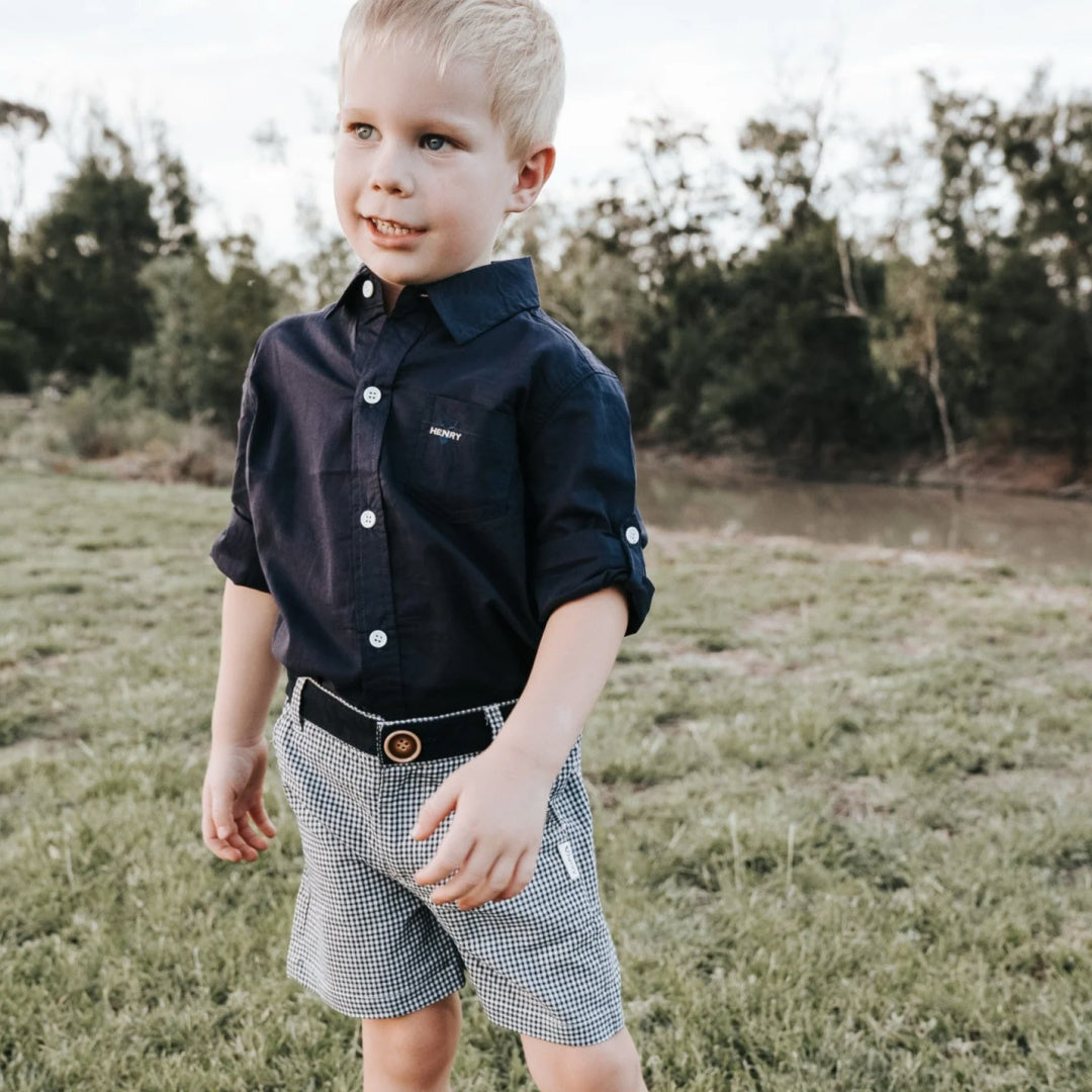 LOVE HENRY BOYS DRESS SHIRT - NAVY