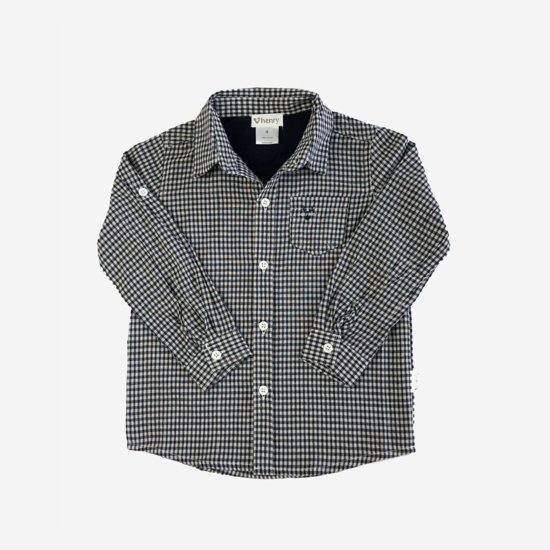 LOVE HENRY BOYS DRESS SHIRT - NAVY GINGHAM