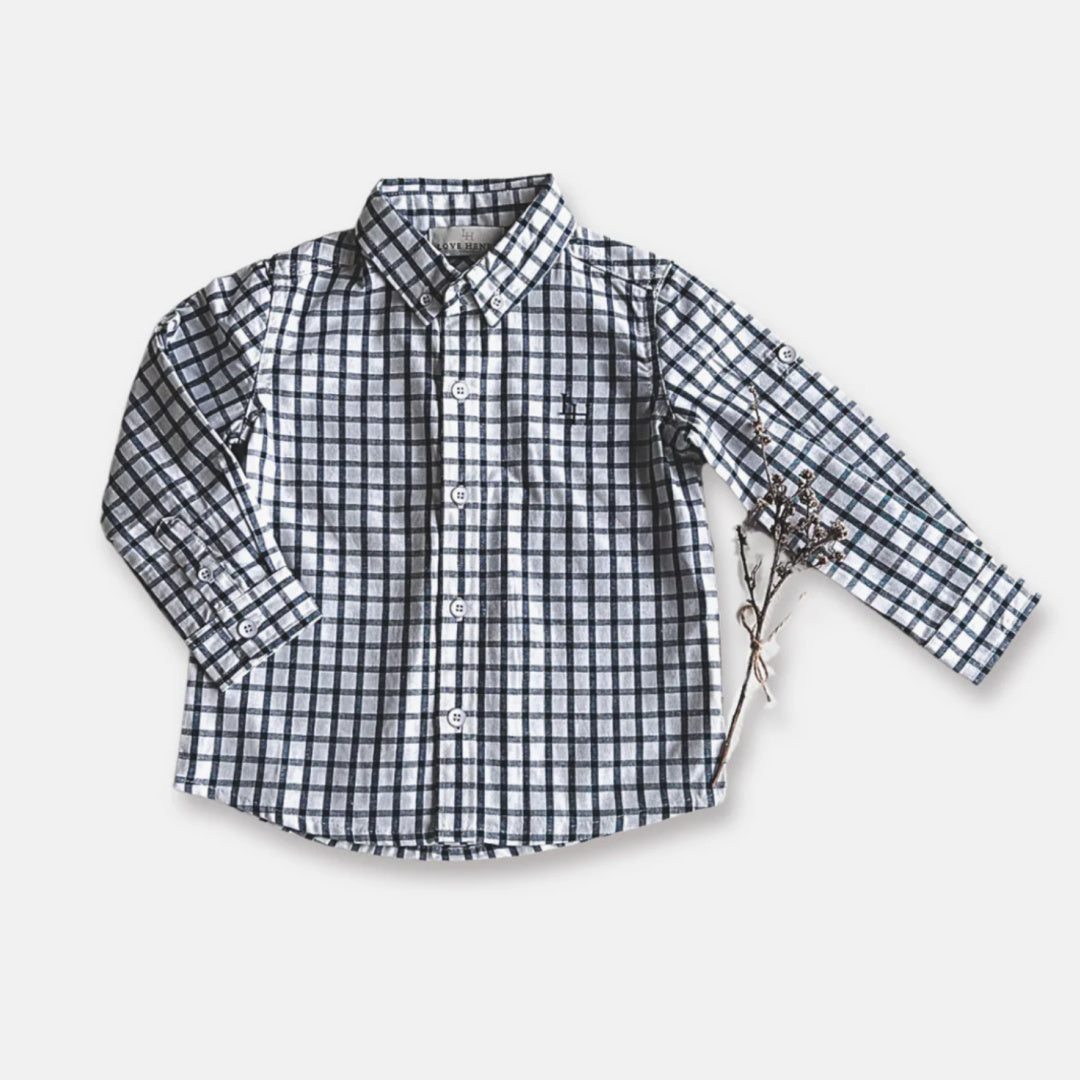 LOVE HENRY BOYS OXFORD SHIRT - BLUE CHECK