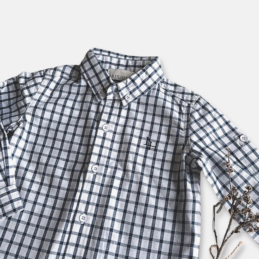 LOVE HENRY BOYS OXFORD SHIRT - BLUE CHECK