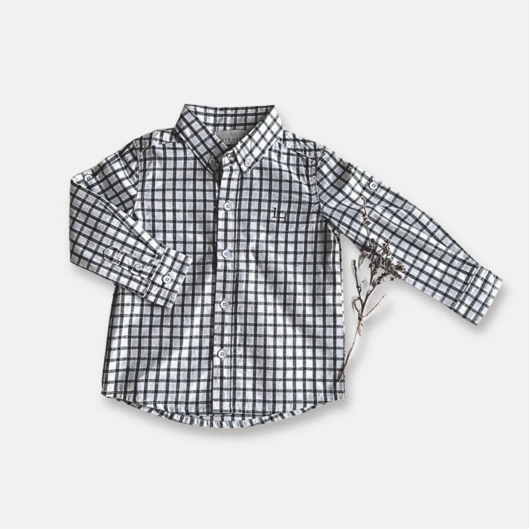 LOVE HENRY BOYS OXFORD SHIRT - GREEN CHECK