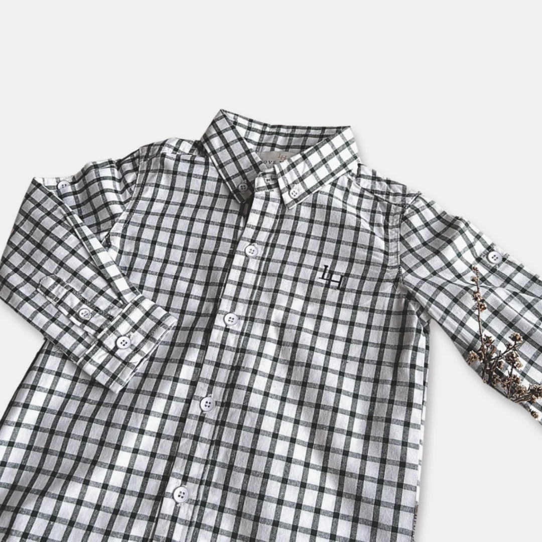 LOVE HENRY BOYS OXFORD SHIRT - GREEN CHECK