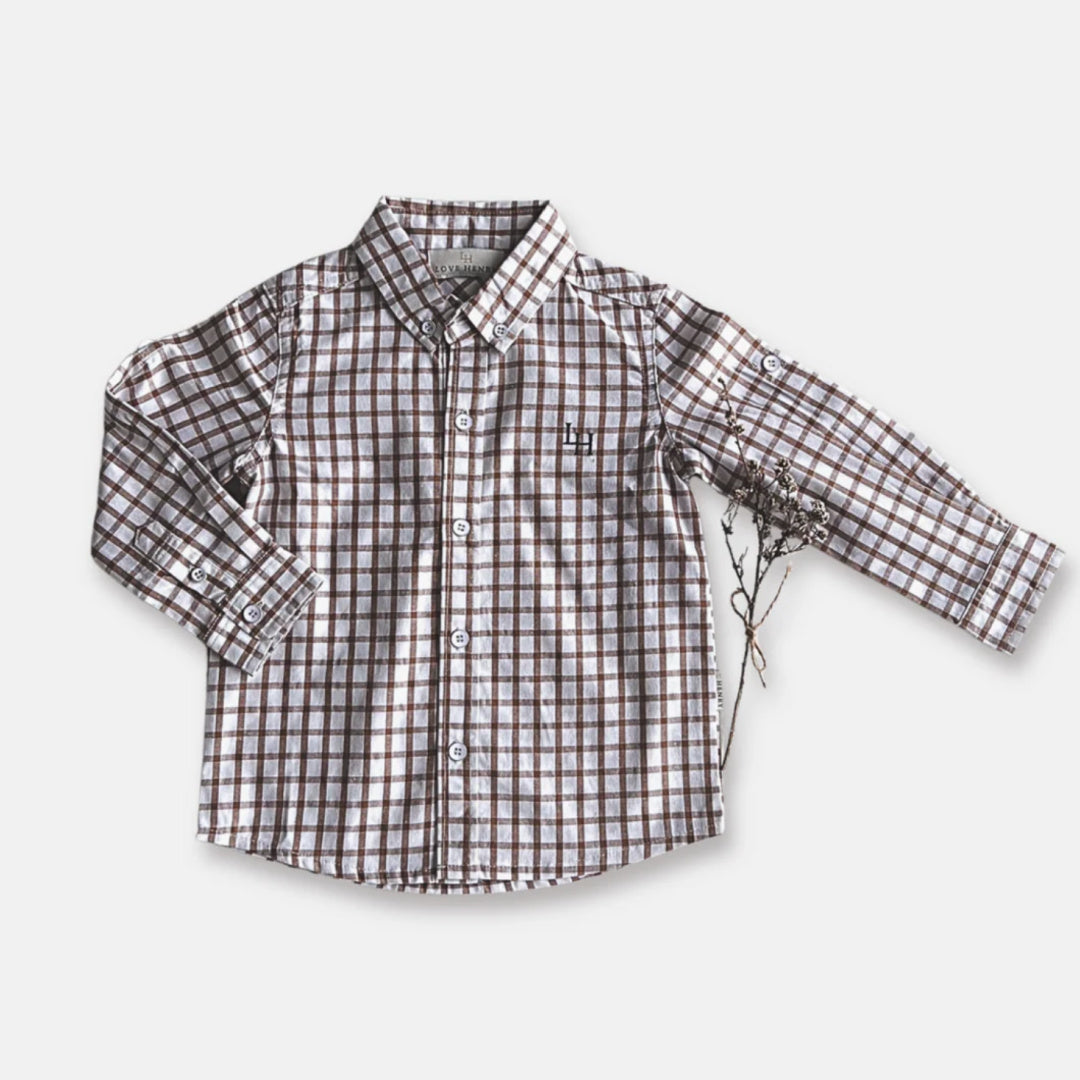 LOVE HENRY BOYS OXFORD SHIRT - TAN CHECK