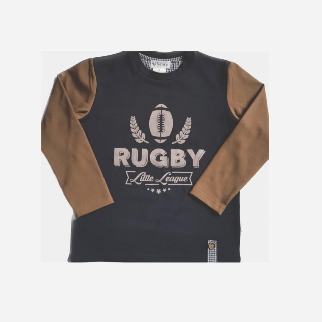 LOVE HENRY BOYS LS GRAPHIC TEE - RUGBY