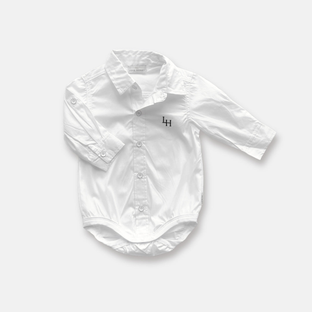 LOVE HENRY BABY BOYS DRESS SHIRT ROMPER - WHITE