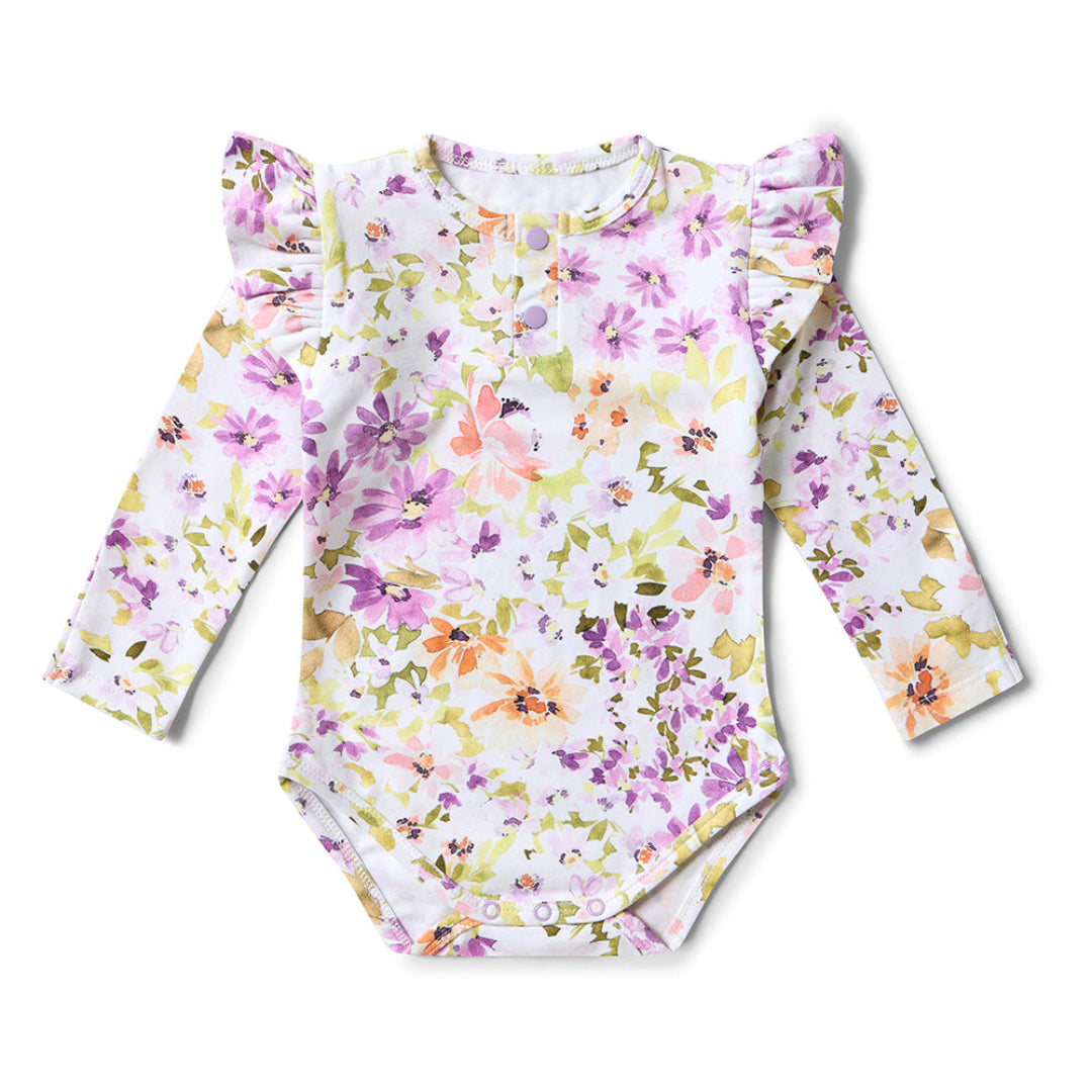 SNUGGLE HUNNY ORGANIC LONG SLEEVE BODYSUIT WITH FRILL - ISLA