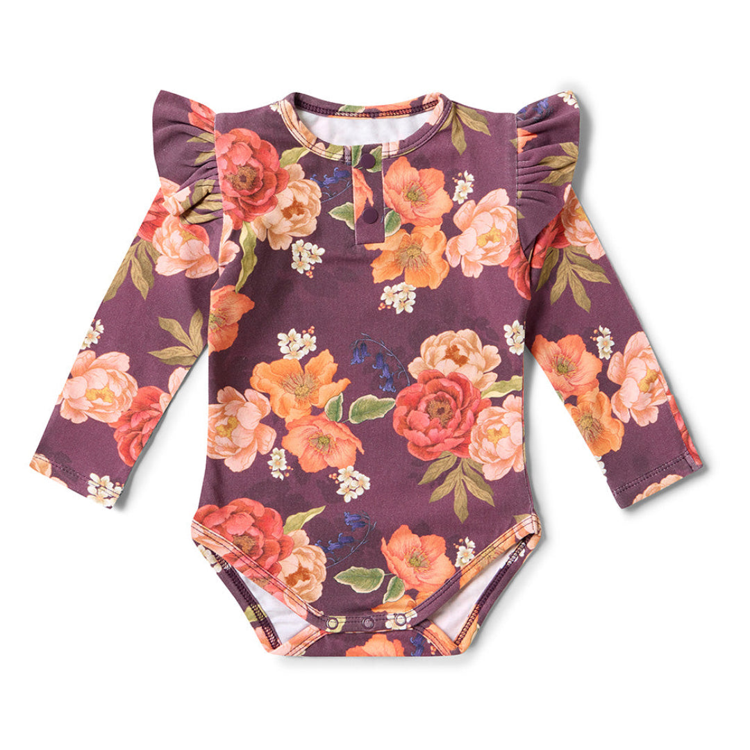 SNUGGLE HUNNY ORGANIC LONG SLEEVE BODYSUIT WITH FRILL - SIENNA