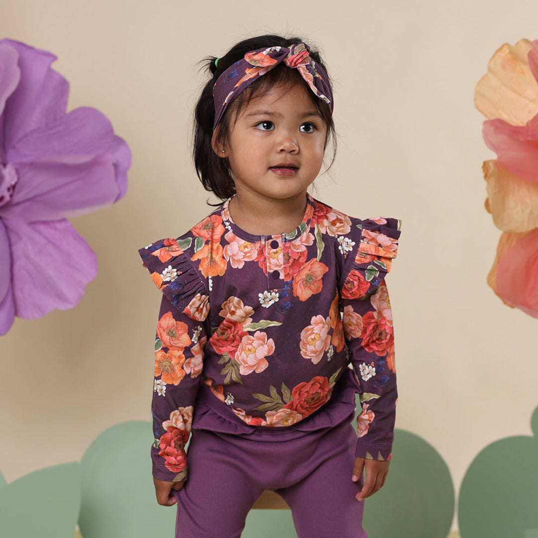 SNUGGLE HUNNY ORGANIC LONG SLEEVE TOP WITH FRILL - SIENNA