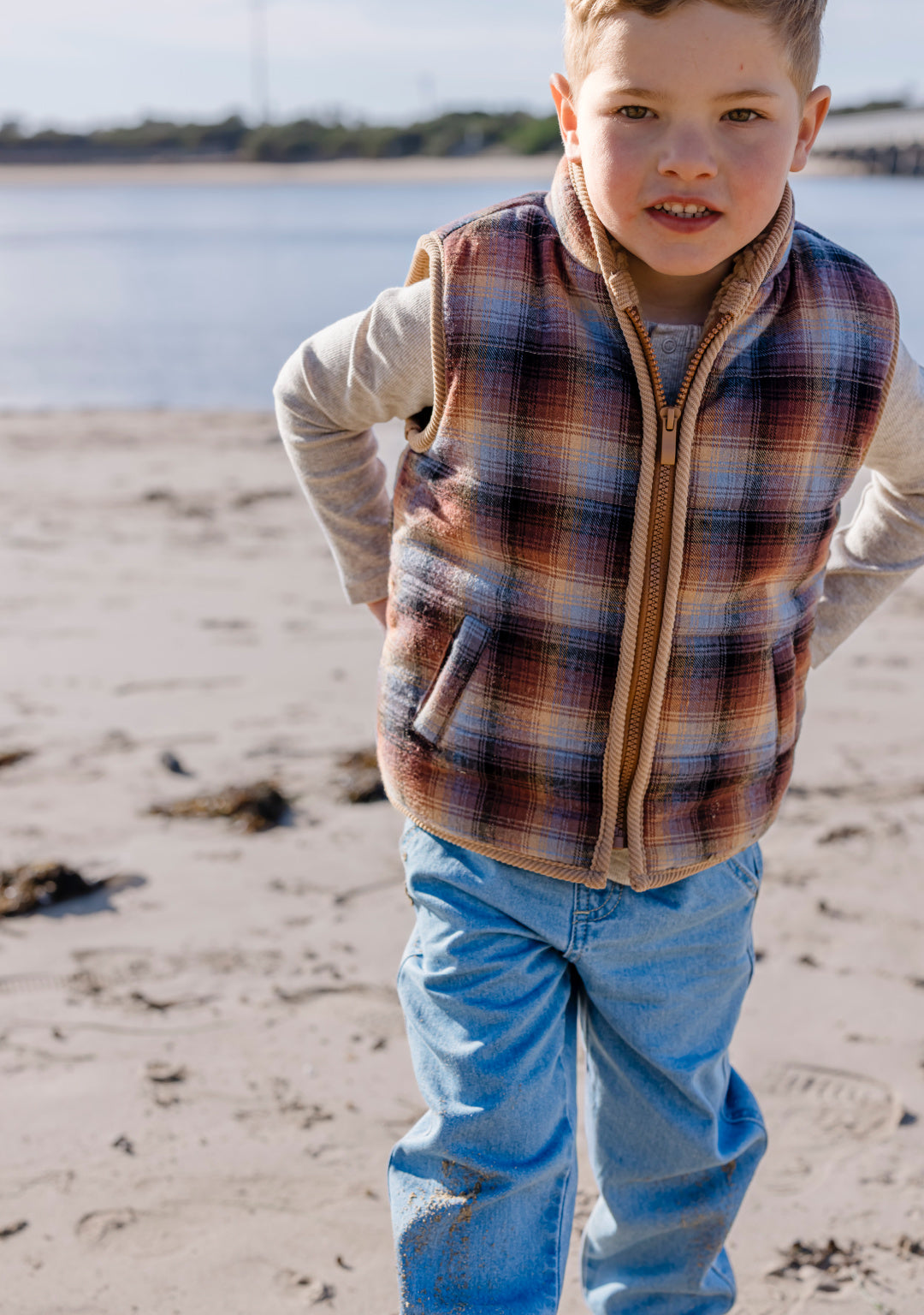 MILKY FITZROY CHECK VEST