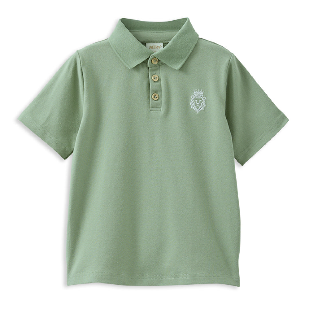 MILKY BASIL LION POLO SHIRT