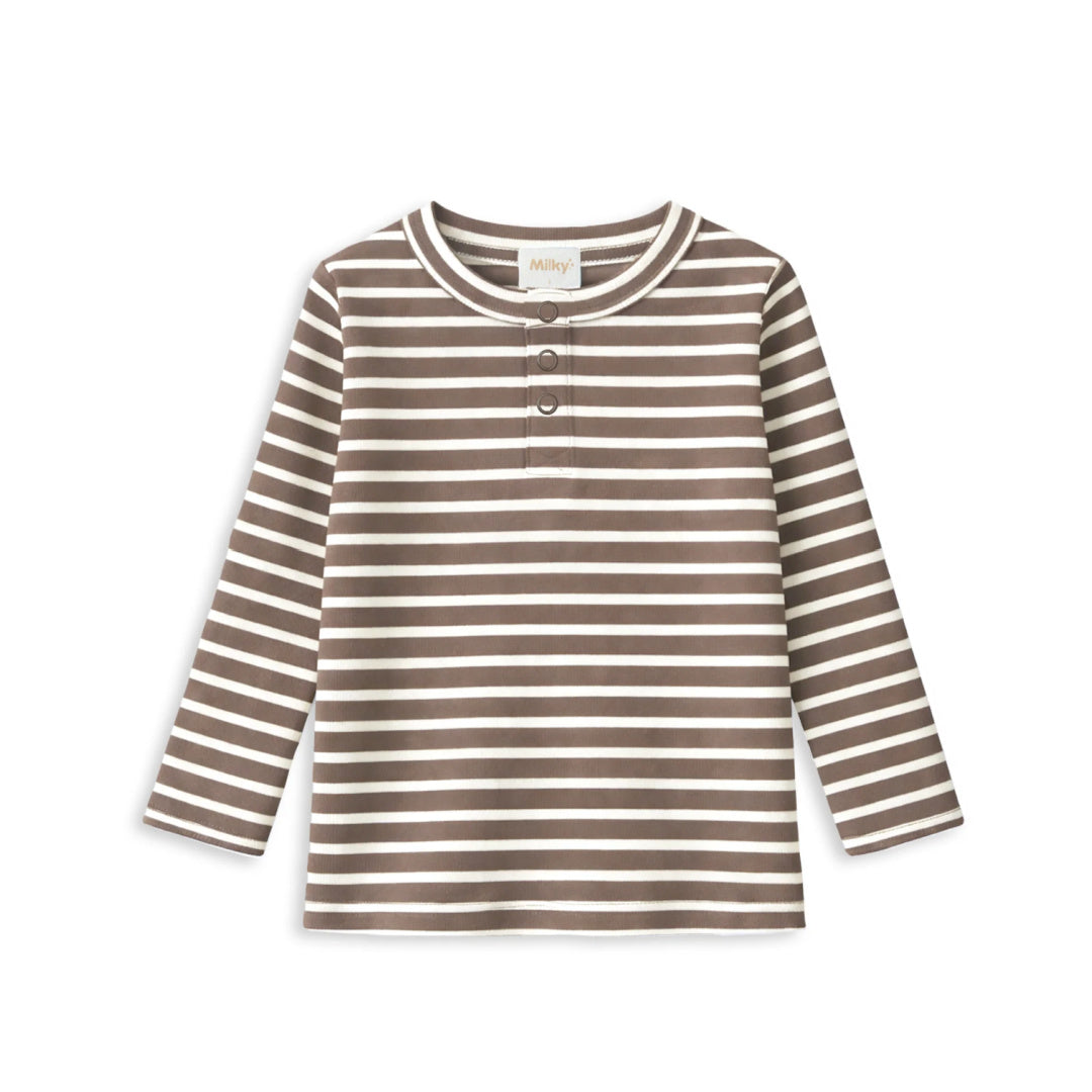 MILKY LATTE STRIPE HENLEY