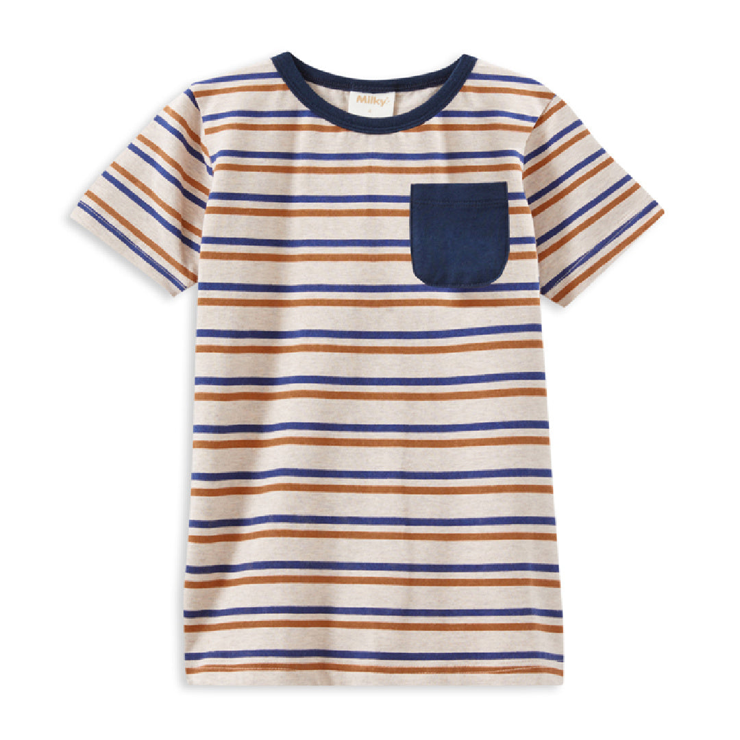 MILKY MINI STRIPE POCKET TEE