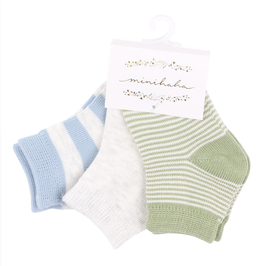 MINIHAHA 3 PK SOCKS - BLUES AND GREENS