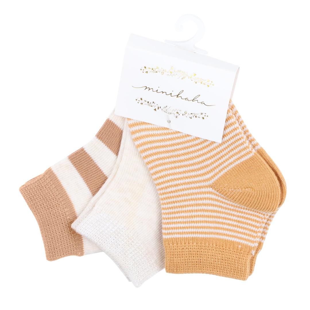 MINIHAHA 3 PK SOCKS - MIXED NEUTRALS