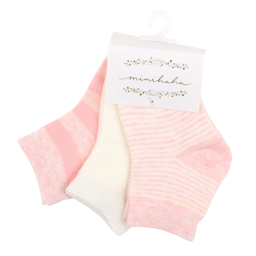 MINIHAHA 3 PK SOCKS - PINK MULTI