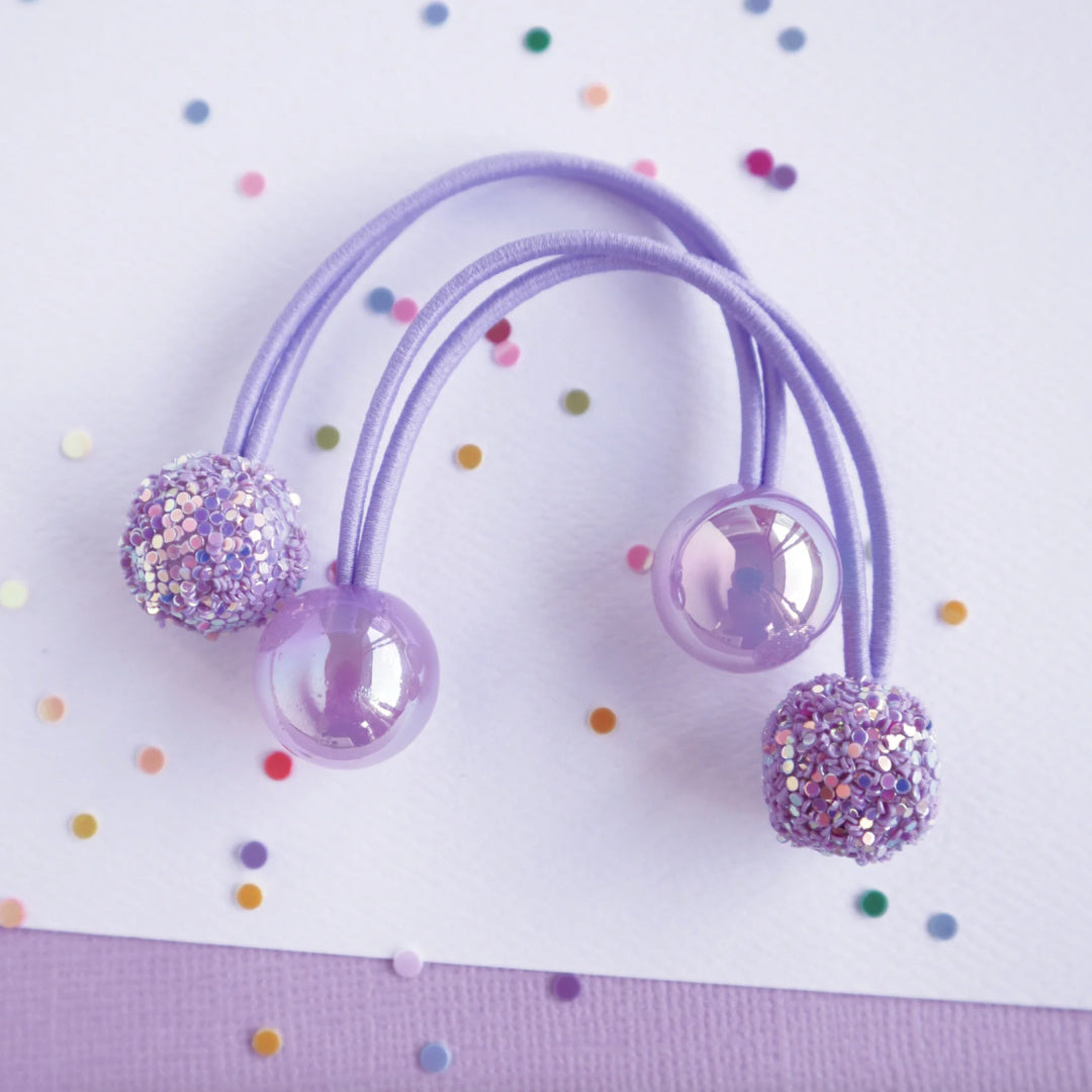 MON COCO SPARKLE GEM HAIR BOBBLES - MAUVE