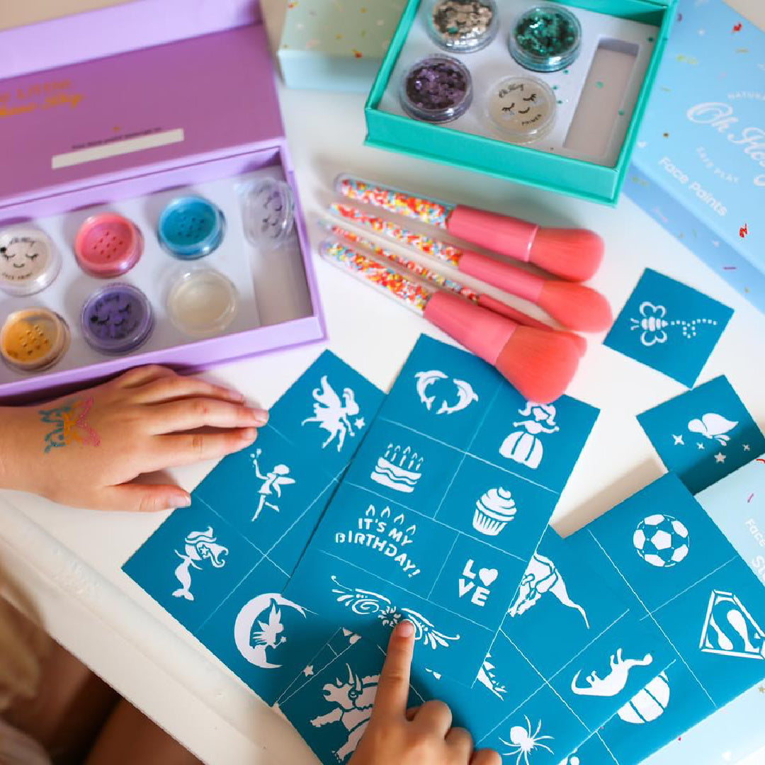 OH FLOSSY REUSABLE ADHESIVE FACE PAINT AND MAKEUP STENCILS