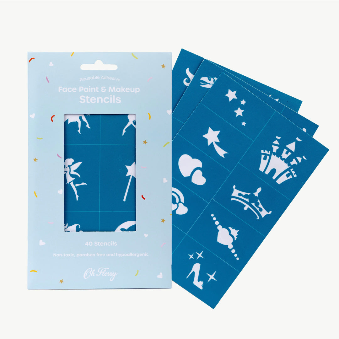 OH FLOSSY REUSABLE ADHESIVE FACE PAINT AND MAKEUP STENCILS