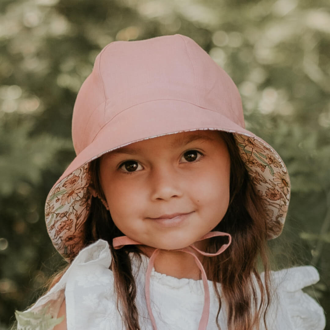 BEDHEAD HERITAGE &#39;WANDERER&#39; GIRLS PANELLED BUCKET  SUN HAT - POPPY / ROSA