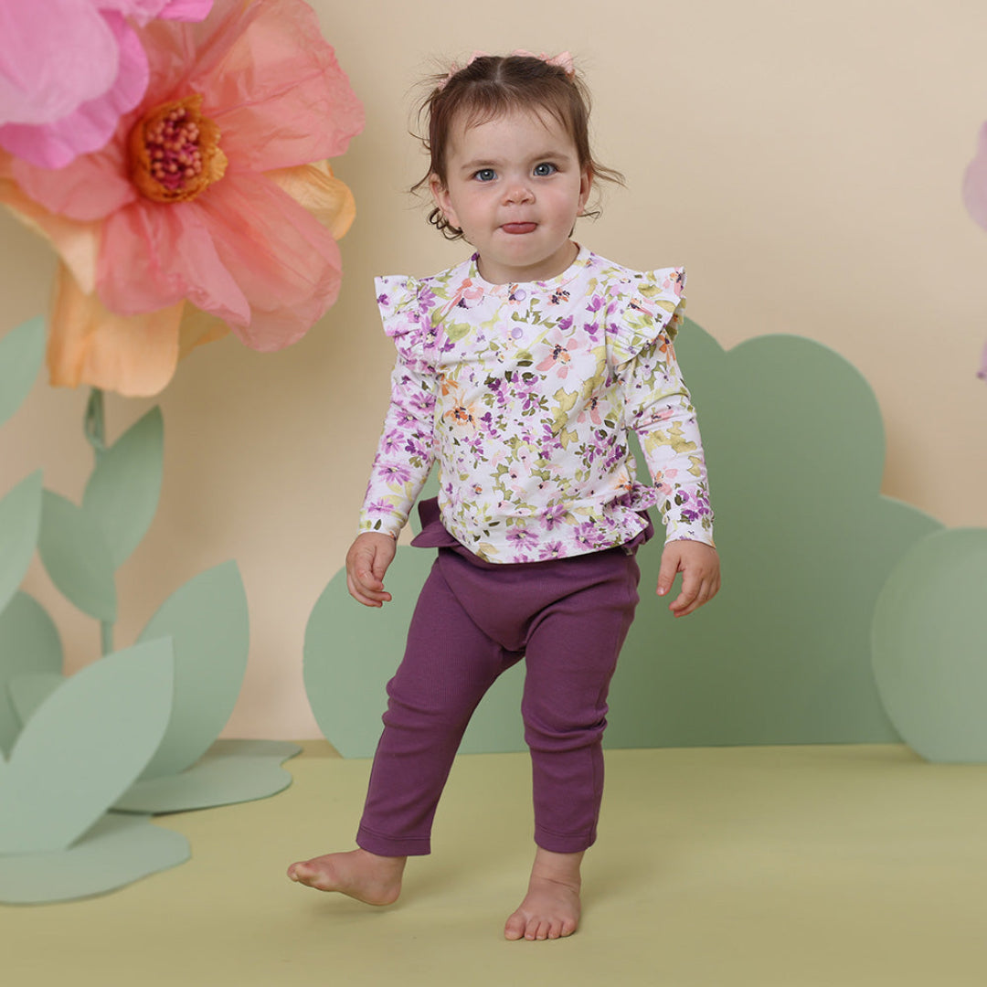 SNUGGLE HUNNY ORGANIC PANTS WITH FRILL - MULBERRY