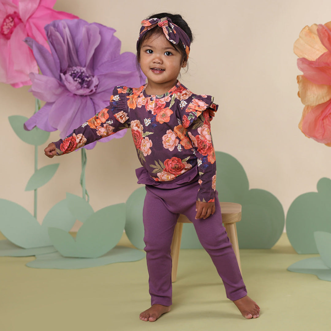 SNUGGLE HUNNY ORGANIC PANTS WITH FRILL - MULBERRY