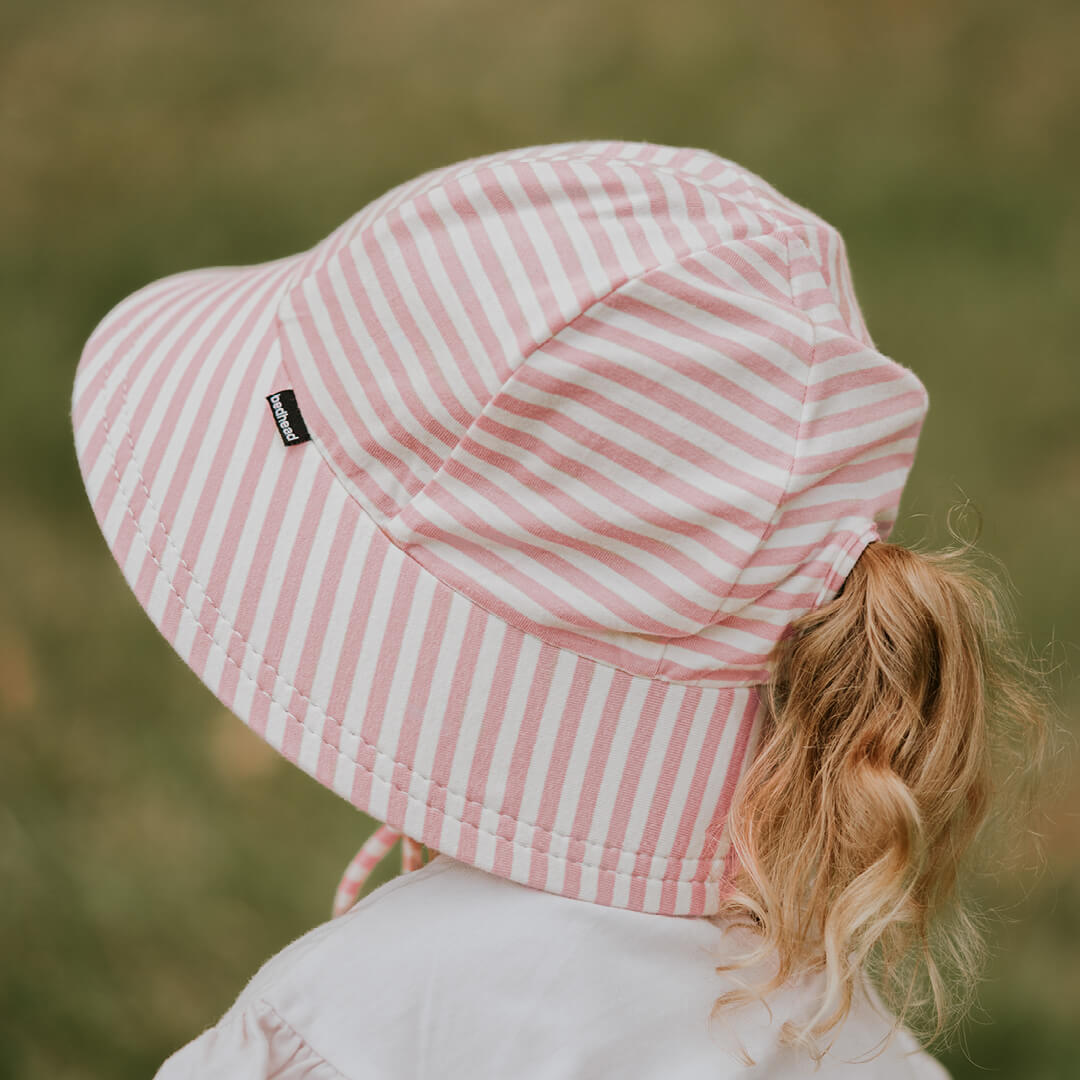 BEDHEAD KIDS PONYTAIL BUCKET HAT - PINK STRIPE