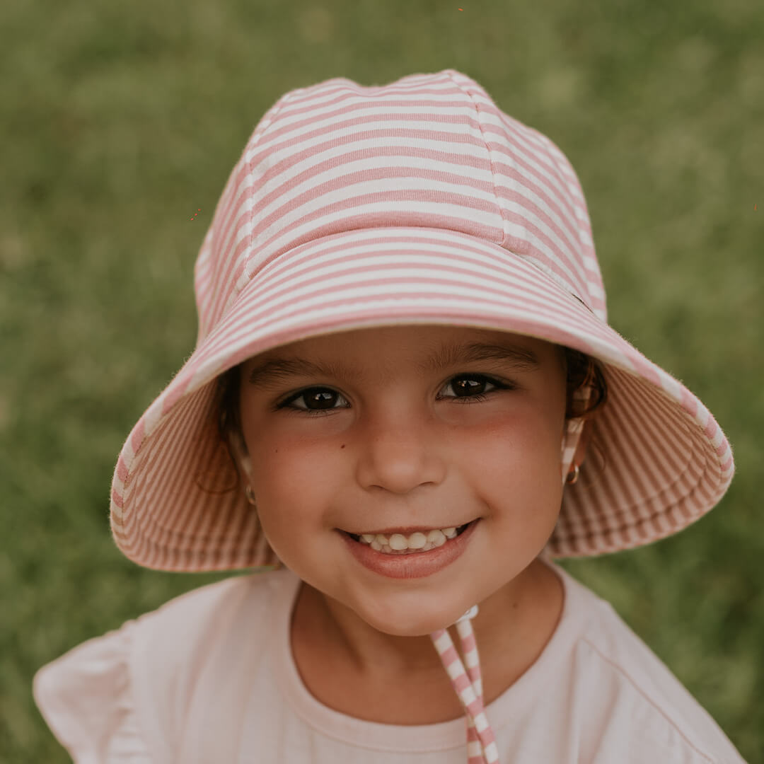 BEDHEAD KIDS PONYTAIL BUCKET HAT - PINK STRIPE