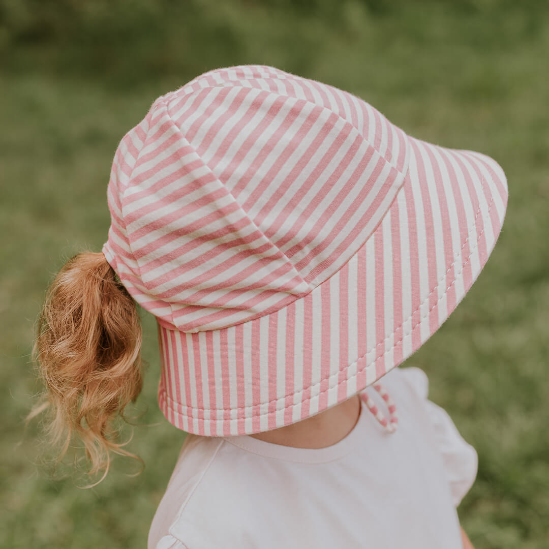 BEDHEAD KIDS PONYTAIL BUCKET HAT - PINK STRIPE