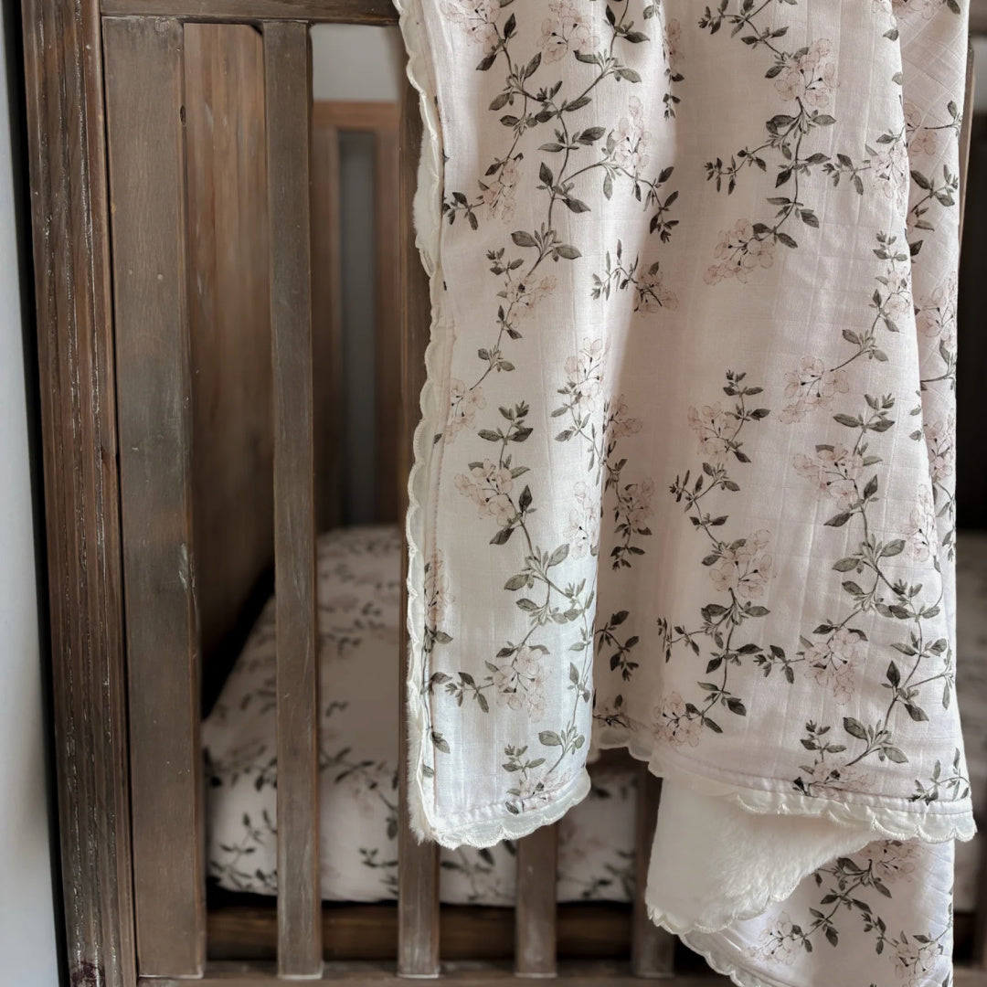 POP YA TOT FLEUR BLANCHE FUR LINED COT BLANKET