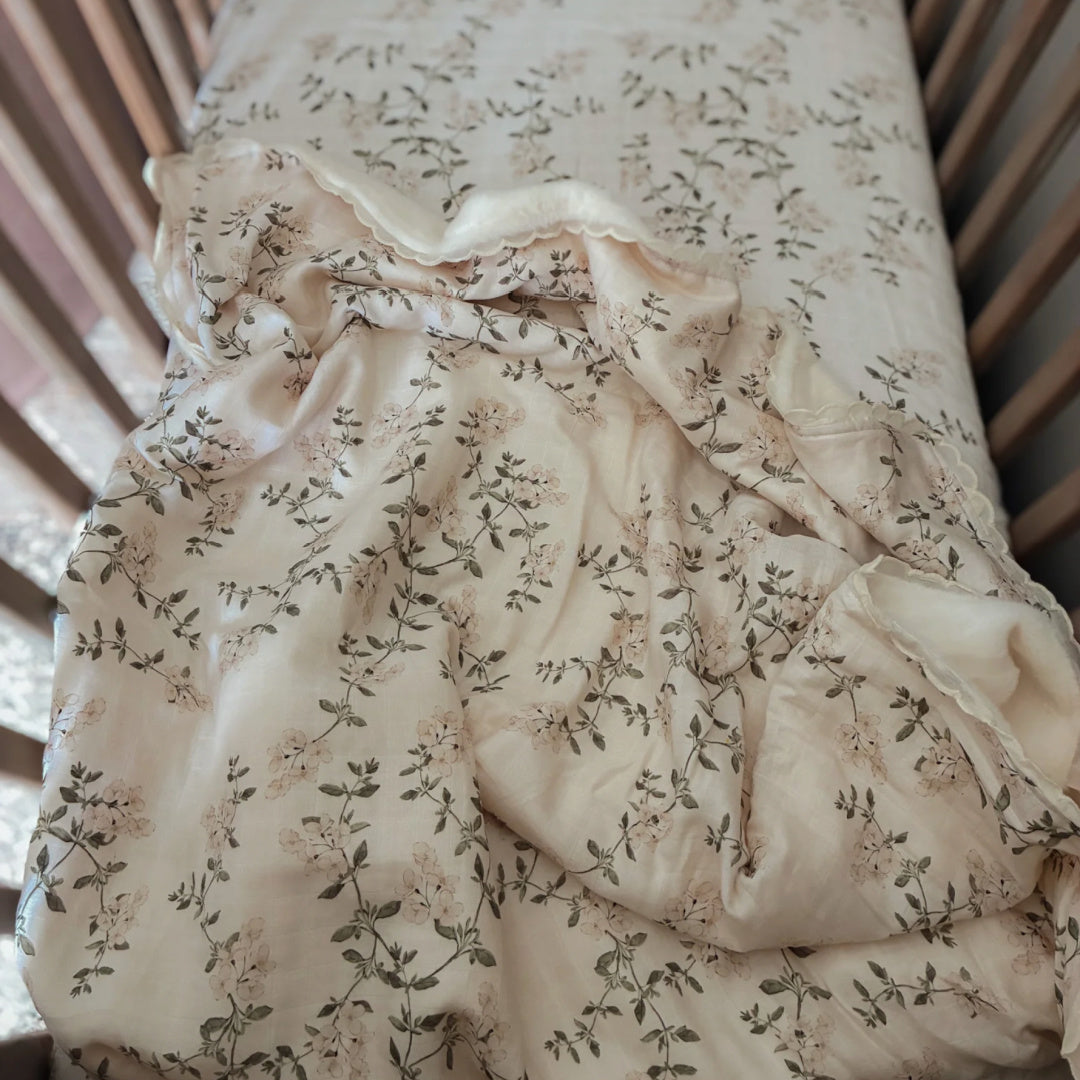 POP YA TOT FLEUR BLANCHE FUR LINED COT BLANKET