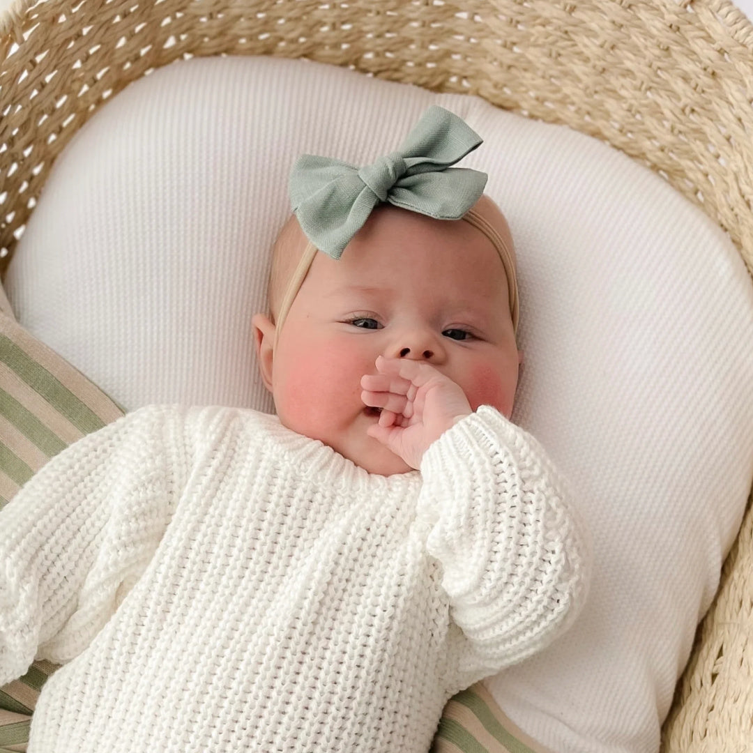 POP YA TOT LINEN BABY BOW HEADBAND - TEAL