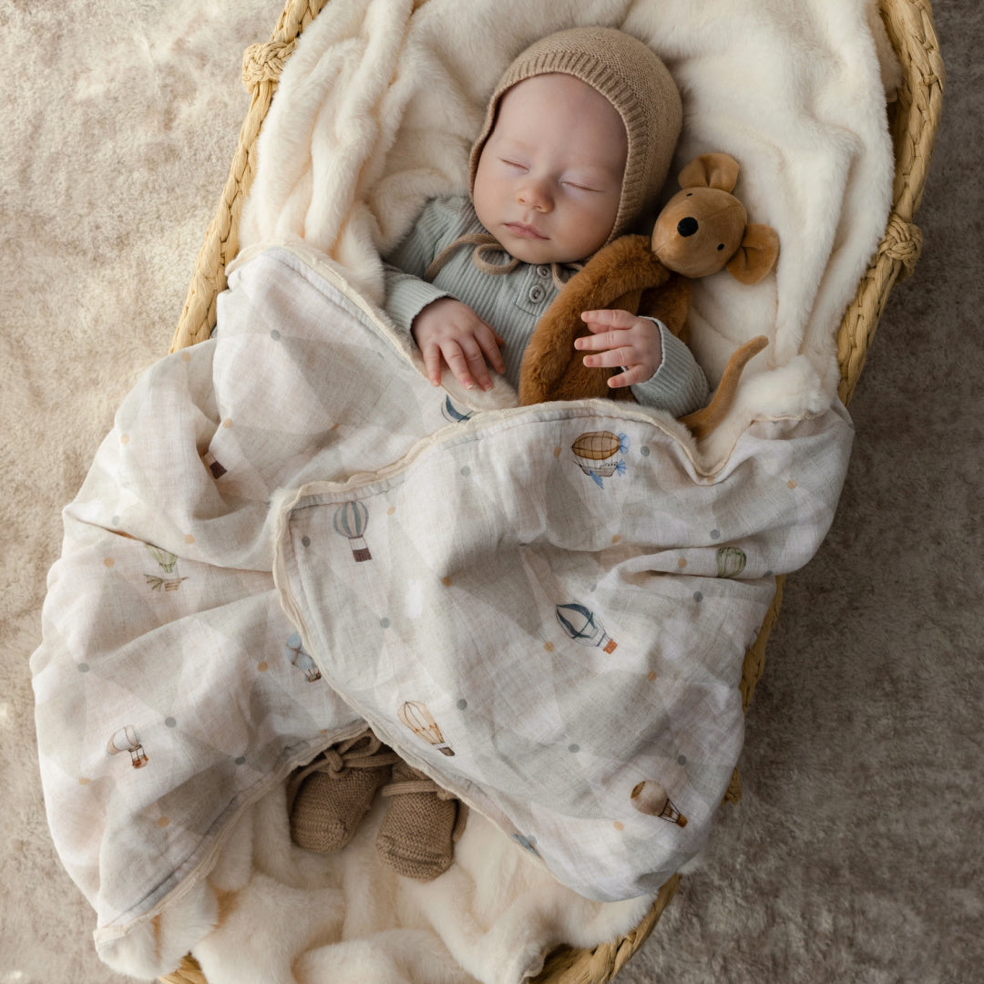POP YA TOT UP AND AWAY FUR LINED COT BLANKET