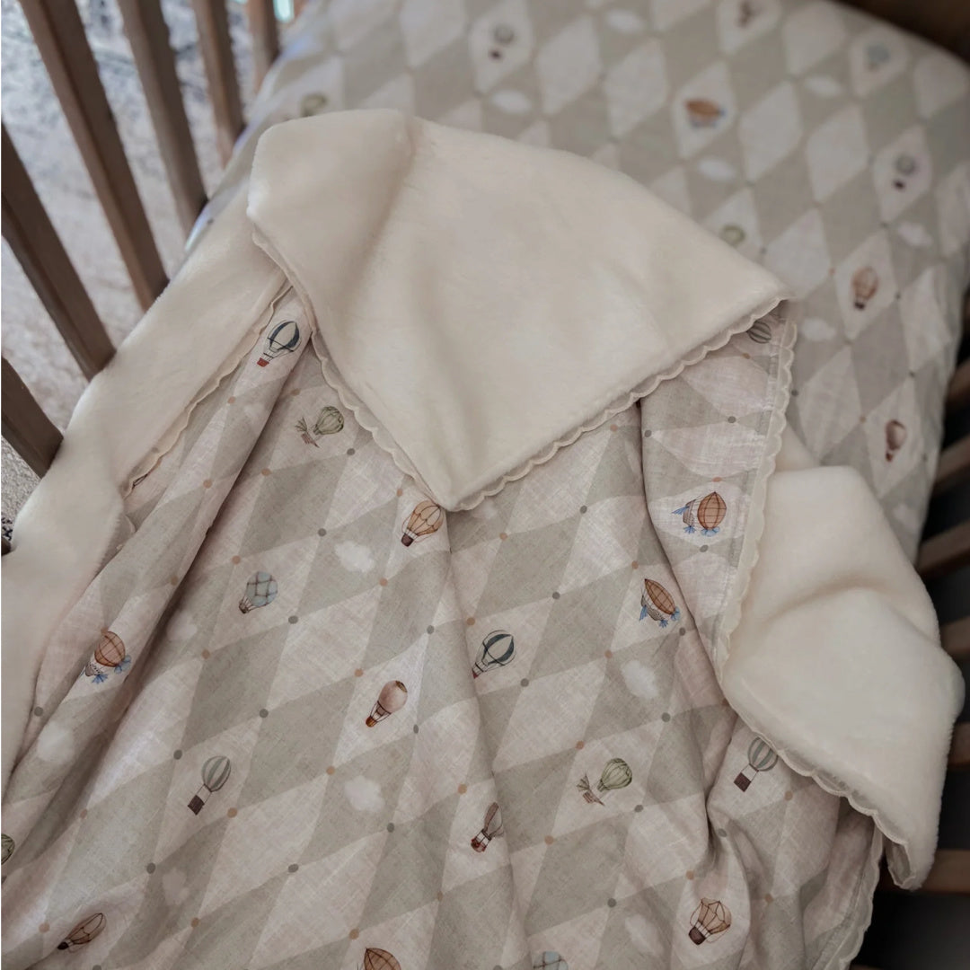POP YA TOT UP AND AWAY FUR LINED COT BLANKET